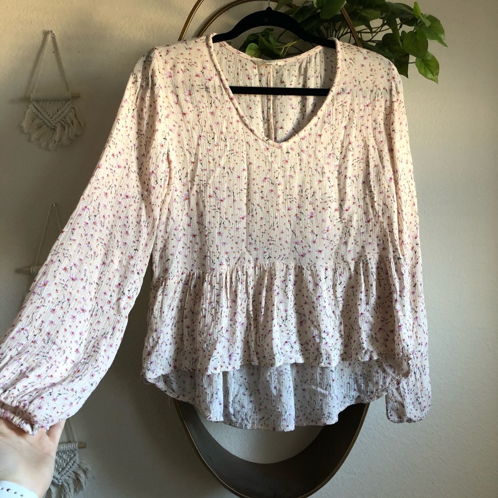 Pink floral blouse